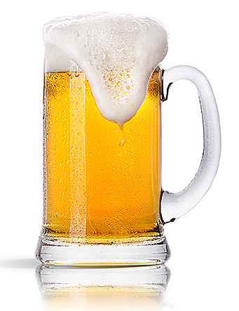 Frosty glass of light beer set isolated